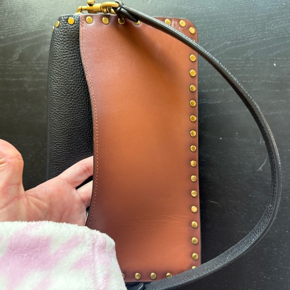 Coach Black and Brown Shoulder Bag with Gold Accents - Picture 9 of 13